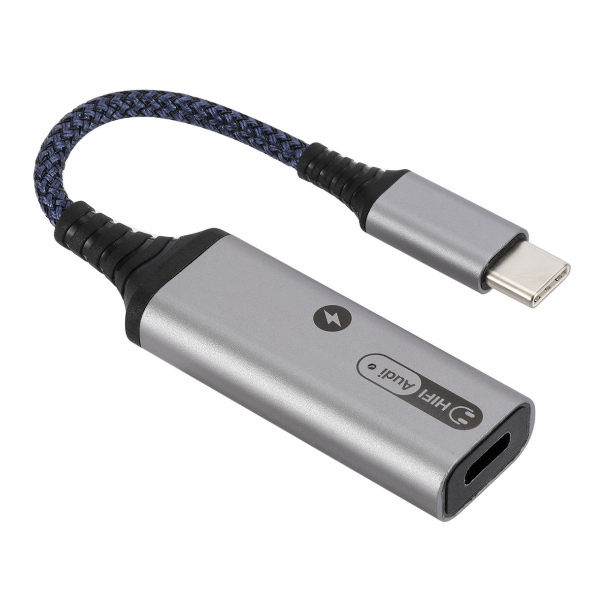 Dual Type-C Headphone Audio Adapter Fast Charging Converter for Huawei/Xiaomi/iPad - Grey
