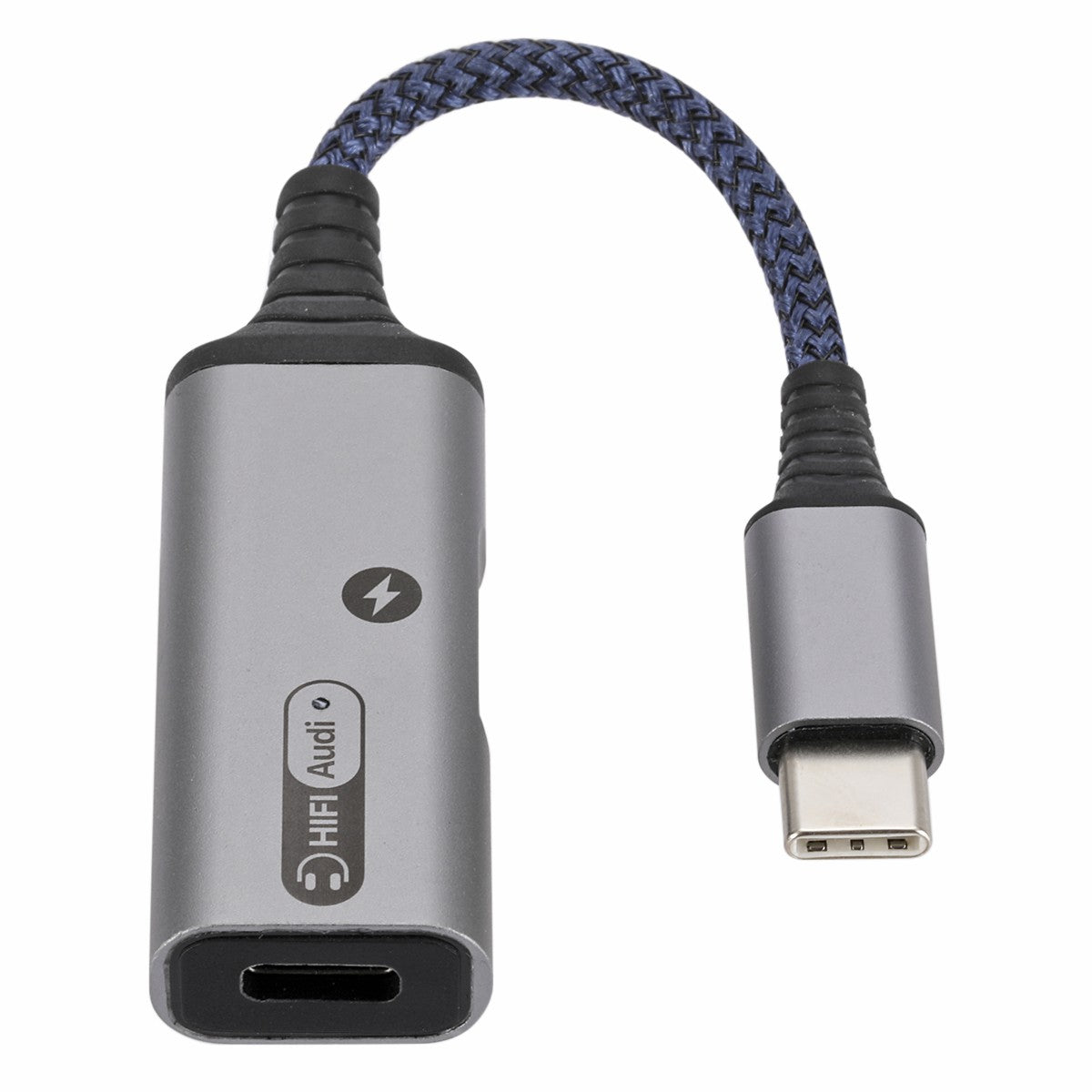 Dual Type-C Headphone Audio Adapter Fast Charging Converter for Huawei/Xiaomi/iPad - Grey