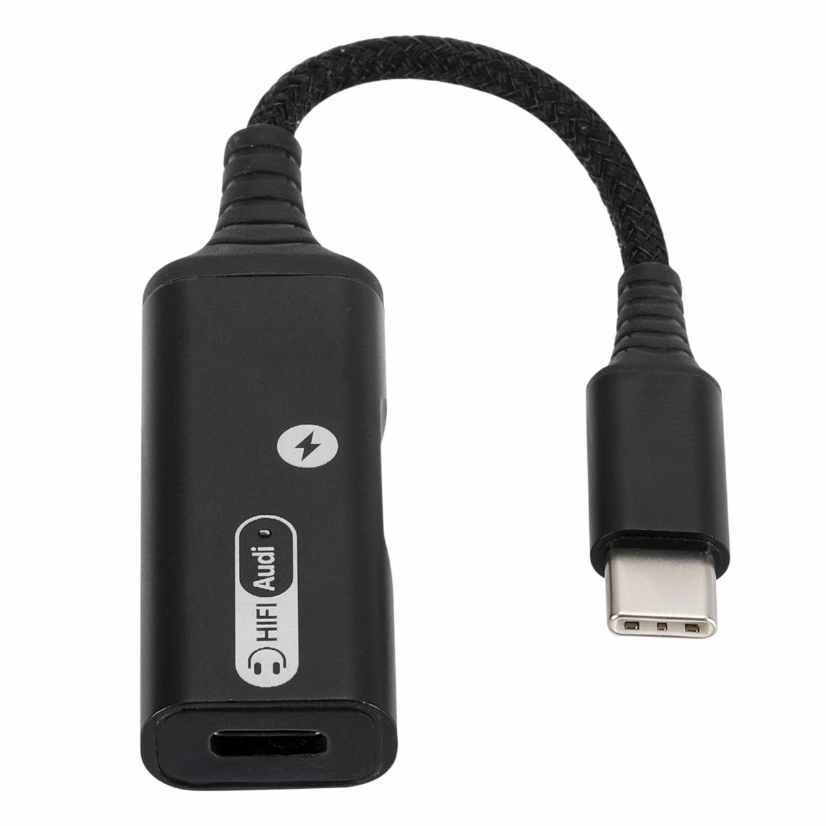 Dual Type-C Headphone Audio Adapter Fast Charging Converter for Huawei/Xiaomi/iPad - Black
