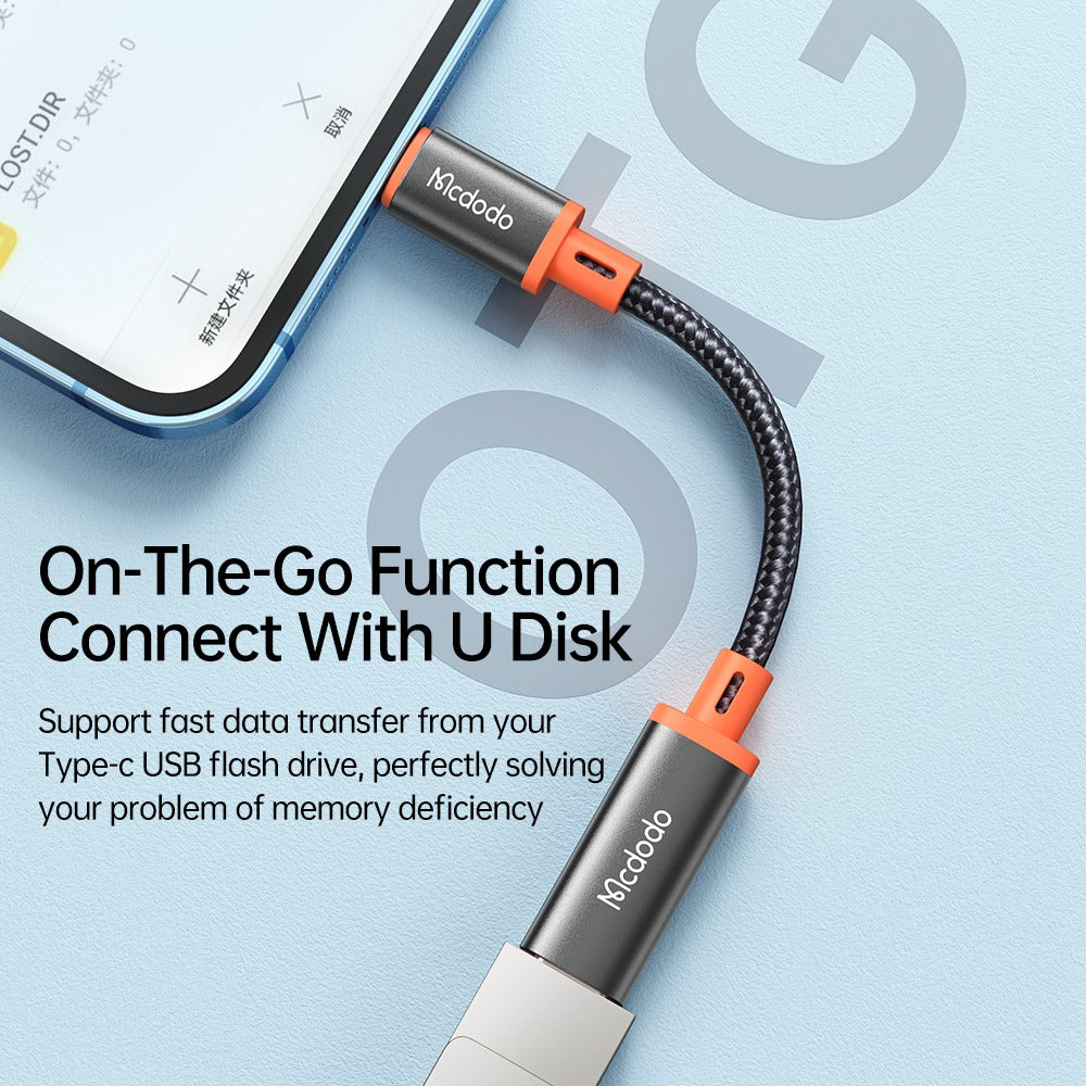 Uniqkart CA-1440 MDD 11cm Male Type-C to Lightning Female Adapter OTG Converter Cable Support Data Transmission Fast Charge