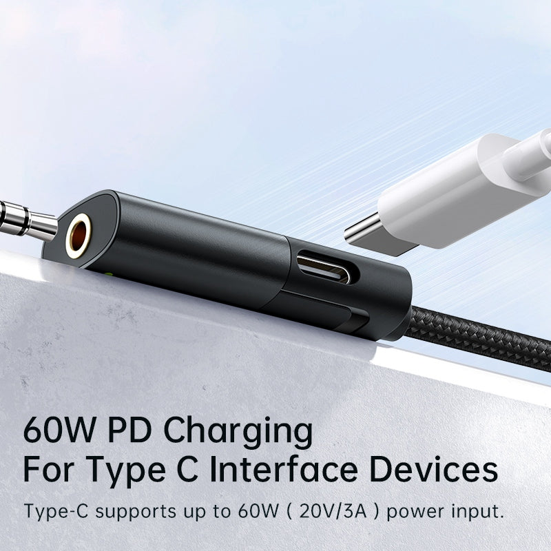 Uniqkart CA-1880 MDD Type-C Male to Type-C+3.5mm Female Headphone Audio Connector Charging Adapter Cable