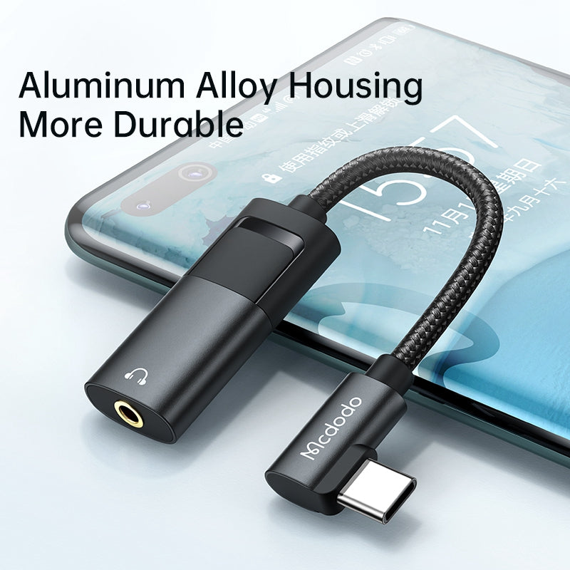 Uniqkart CA-1880 MDD Type-C Male to Type-C+3.5mm Female Headphone Audio Connector Charging Adapter Cable