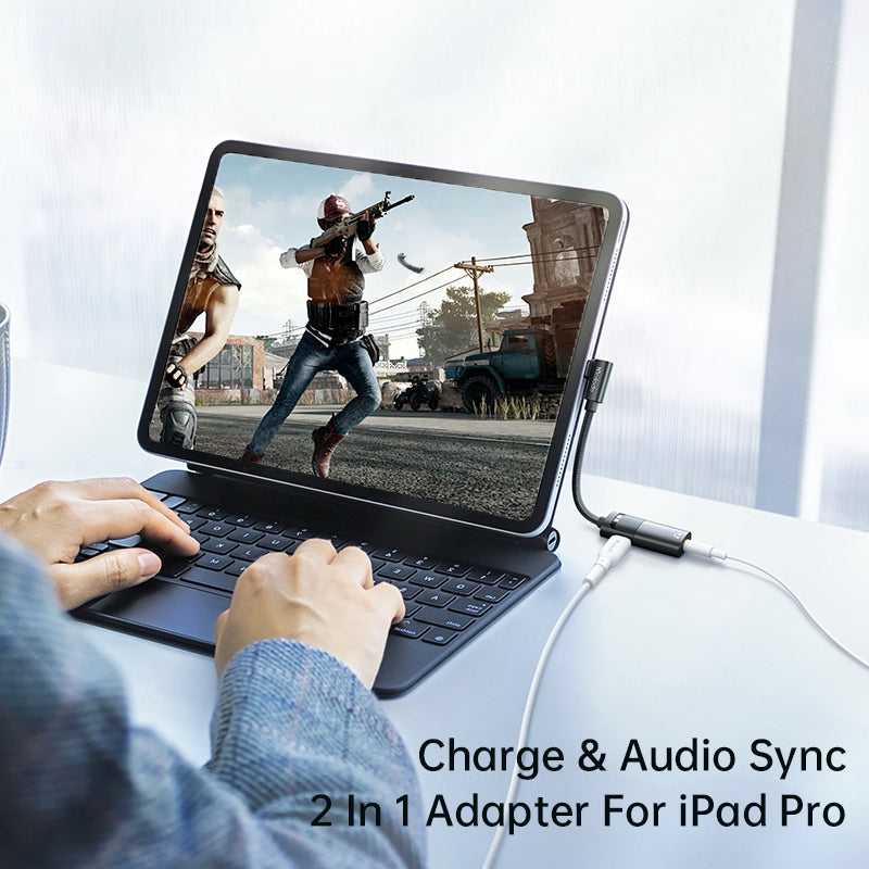 Uniqkart CA-1880 MDD Type-C Male to Type-C+3.5mm Female Headphone Audio Connector Charging Adapter Cable