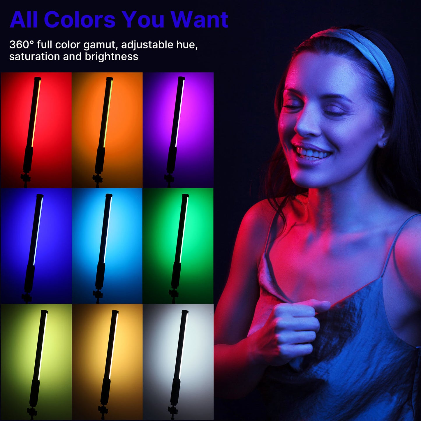 ULANZI VL119 RGB Handheld Stick Light Portable Video Light Selfie Fill Light with 1  /  4&quot; Screw Adapter for Live-Streaming