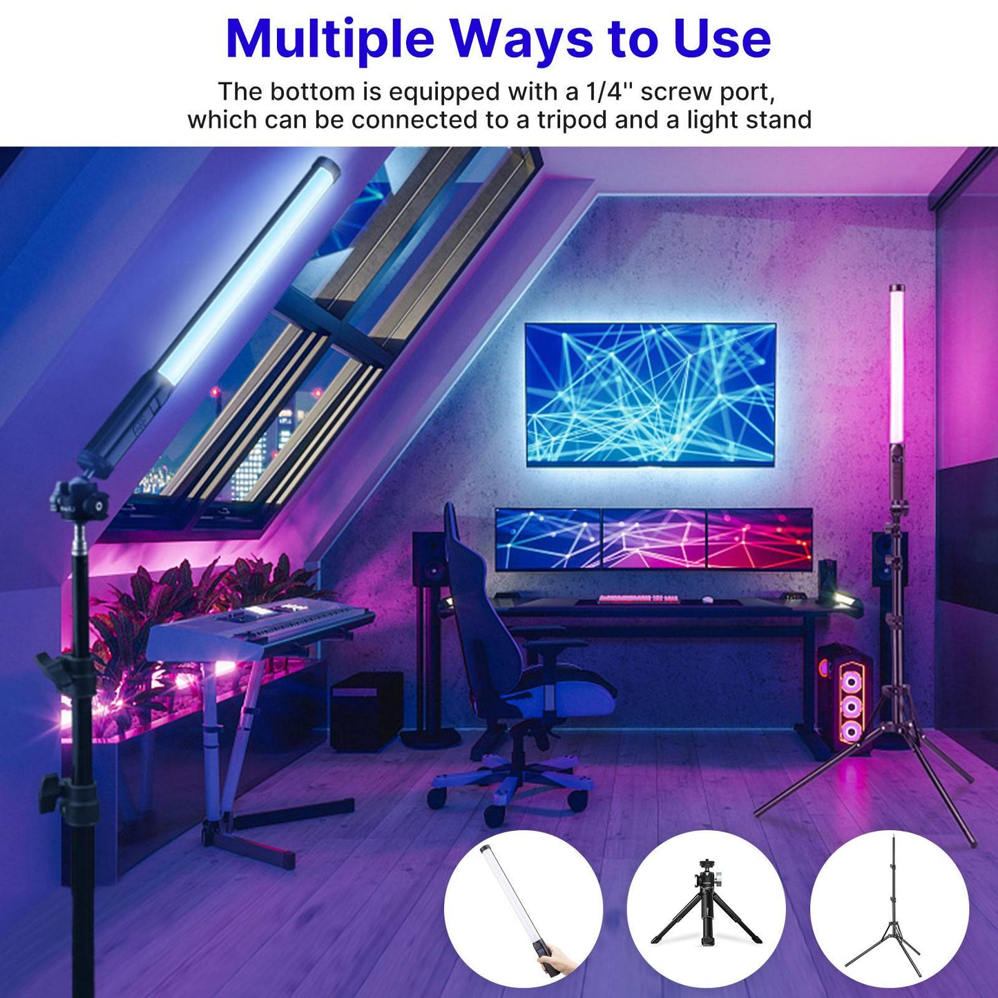 ULANZI VL119 RGB Handheld Stick Light Portable Video Light Selfie Fill Light with 1  /  4&quot; Screw Adapter for Live-Streaming