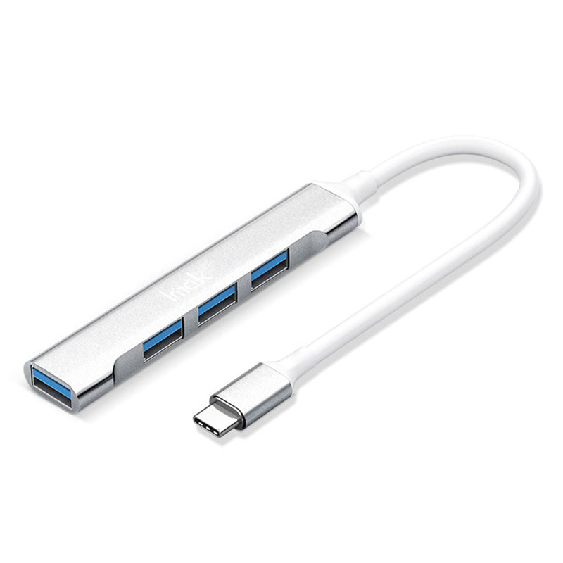 IMAK Multifunction Type-C Docking Station 4 in 1 Multi-Port Converter to 3 USB2.0 + USB 3.0 USB-C HUB Adapter Compatible with Windows / macOS / Linux - Silver