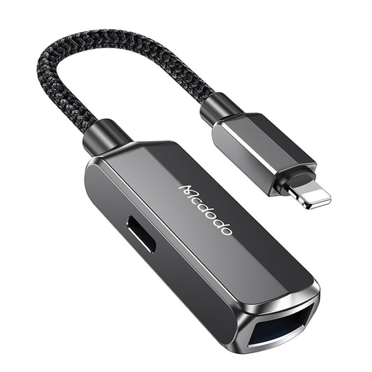 Uniqkart CA-269 2 in 1 Lightning OTG Converter Lightning to USB-A + Lightning Adapter Support Charging and Data Transfer Sync
