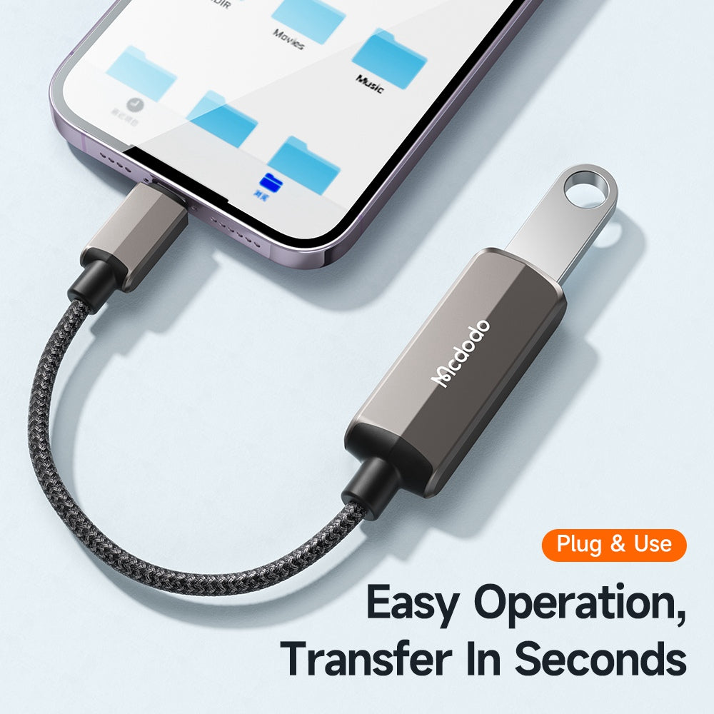 Uniqkart CA-269 2 in 1 Lightning OTG Converter Lightning to USB-A + Lightning Adapter Support Charging and Data Transfer Sync