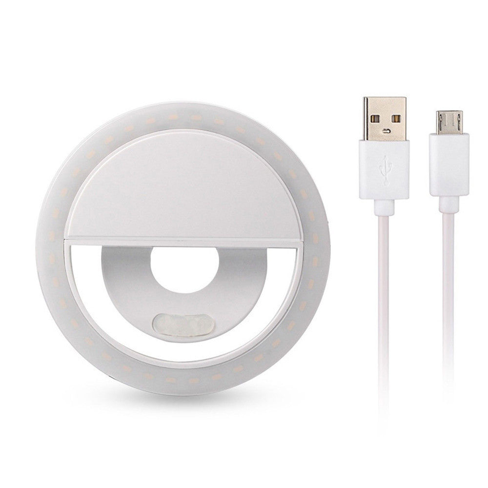 M06 Universal Selfie Ring Light 36 LEDs USB Rechargeable Cell Phone Lens Fill Light - White