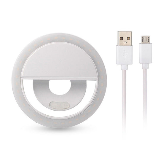 M06 Universal Selfie Ring Light 36 LEDs USB Rechargeable Cell Phone Lens Fill Light - White