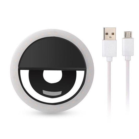 M06 Universal Selfie Ring Light 36 LEDs USB Rechargeable Cell Phone Lens Fill Light - Black
