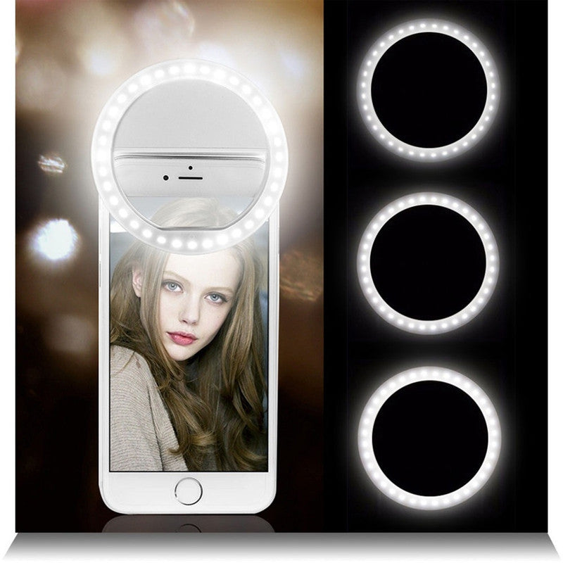 M06 Universal Selfie Ring Light 36 LEDs USB Rechargeable Cell Phone Lens Fill Light - Black