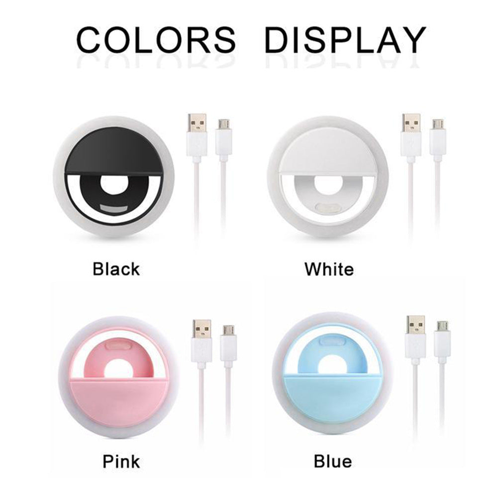 M06 Universal Selfie Ring Light 36 LEDs USB Rechargeable Cell Phone Lens Fill Light - Blue