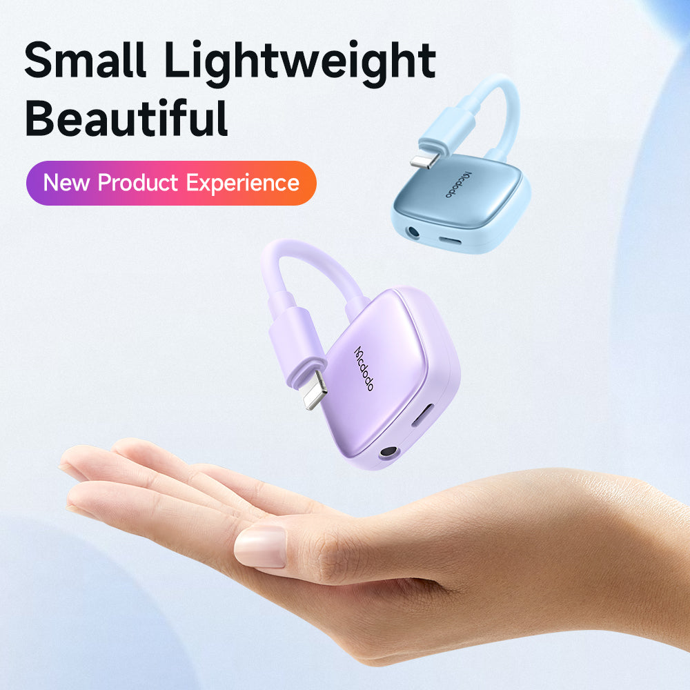 Uniqkart CA-274 2-in-1 Digital Audio Adapter Lightning to Lightning + DC3.5 Converter - Purple