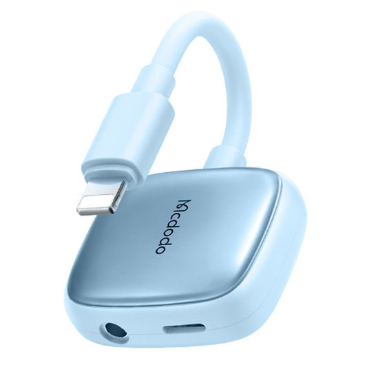 Uniqkart CA-274 2-in-1 Digital Audio Adapter Lightning to Lightning + DC3.5 Converter - Blue
