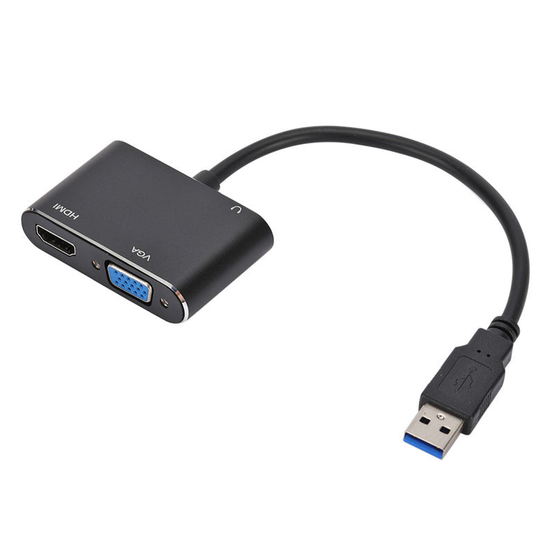 USB3.0 to HDMI + VGA Adapter with 3.5mm Audio Interface 1080P HDMI Converter for Laptop  /  Projector  /  TV