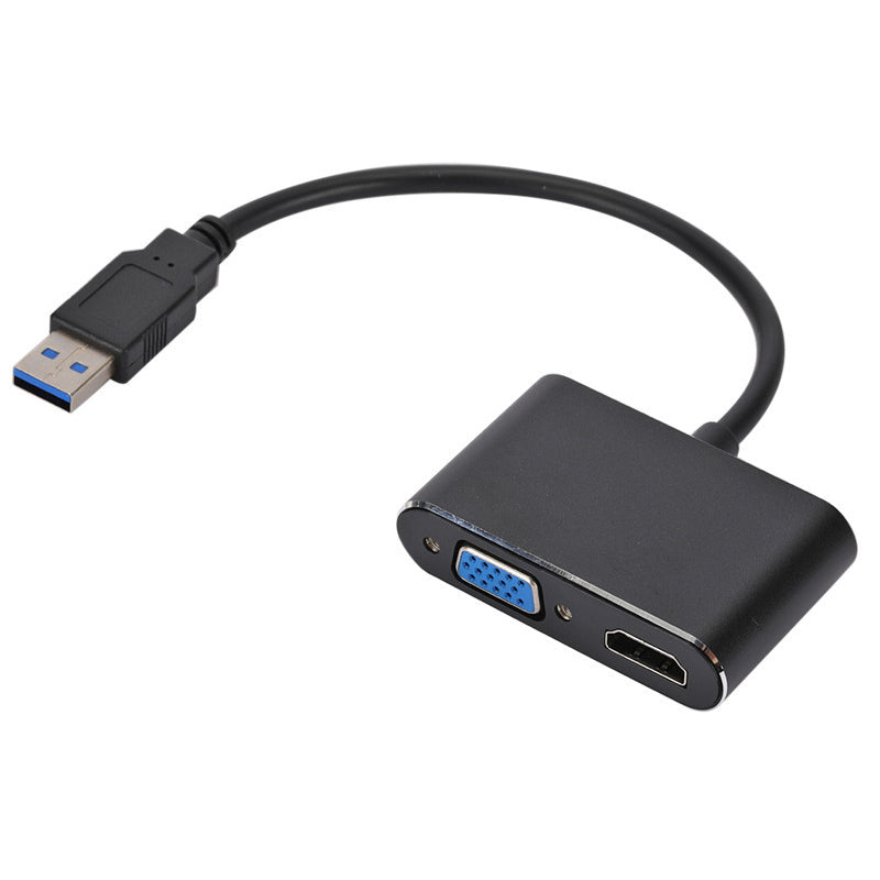 USB3.0 to HDMI + VGA Adapter with 3.5mm Audio Interface 1080P HDMI Converter for Laptop  /  Projector  /  TV
