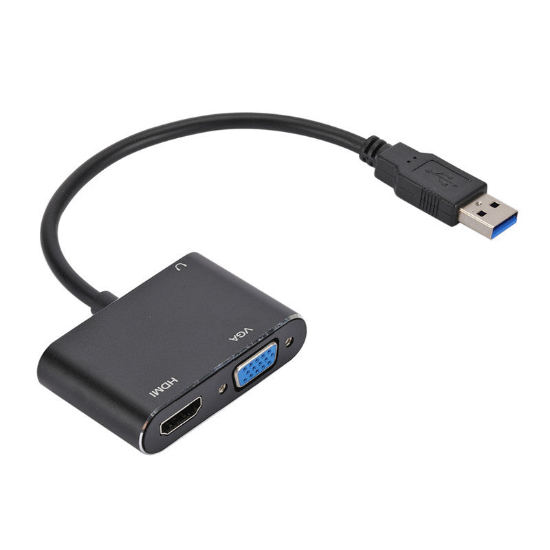 USB3.0 to HDMI + VGA Adapter with 3.5mm Audio Interface 1080P HDMI Converter for Laptop  /  Projector  /  TV