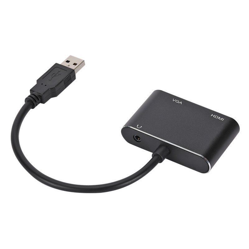 USB3.0 to HDMI + VGA Adapter with 3.5mm Audio Interface 1080P HDMI Converter for Laptop  /  Projector  /  TV