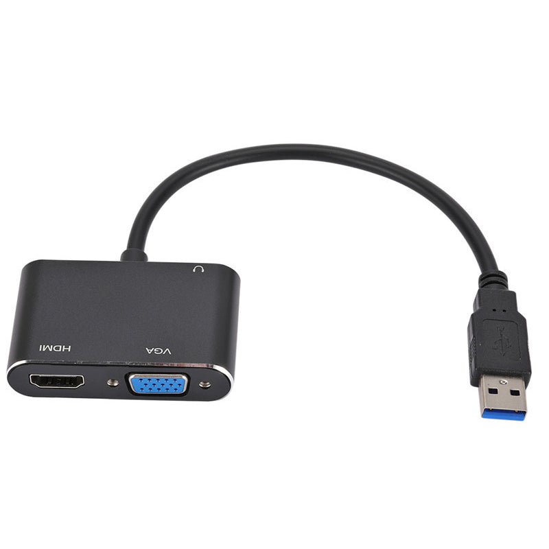 USB3.0 to HDMI + VGA Adapter with 3.5mm Audio Interface 1080P HDMI Converter for Laptop  /  Projector  /  TV