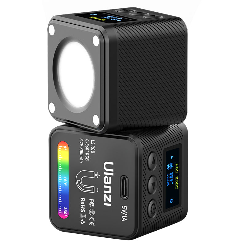 Uniqkart 2878 L2 RGB Mini COB Video Camera Light Dimmable 360 Degree Full Color Light with Silicone and Honeycomb Diffuser