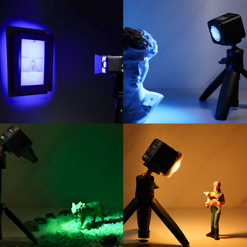 Uniqkart 2878 L2 RGB Mini COB Video Camera Light Dimmable 360 Degree Full Color Light with Silicone and Honeycomb Diffuser