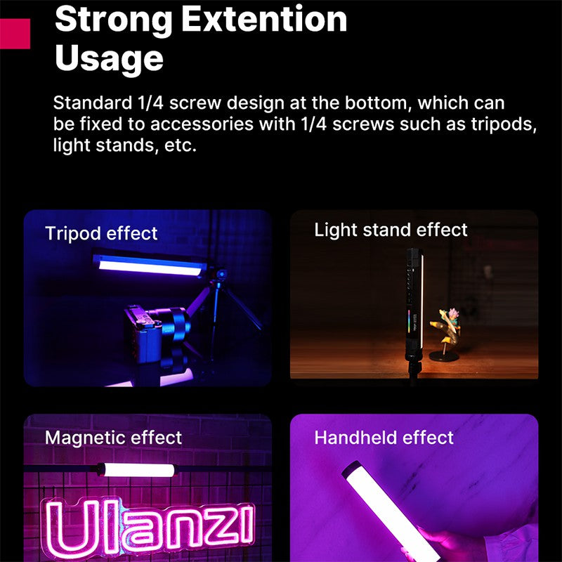 Uniqkart VL110 Portable Mini RGB Fill Light Magnetic Rechargeable Photography LED Bar Light