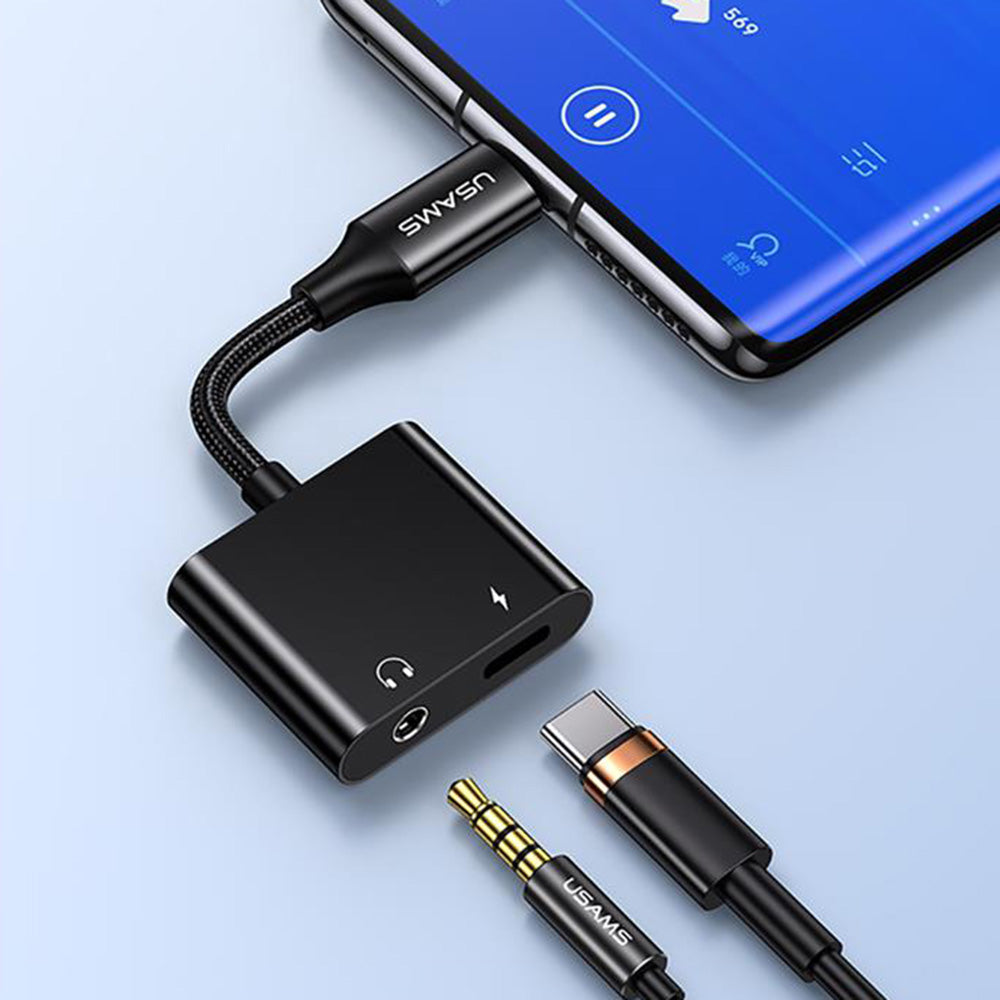 Uniqkart US-SJ598 AU15 Smart Audio Adapter Type-C to PD 60W Fast Charge 3.5mm Connector