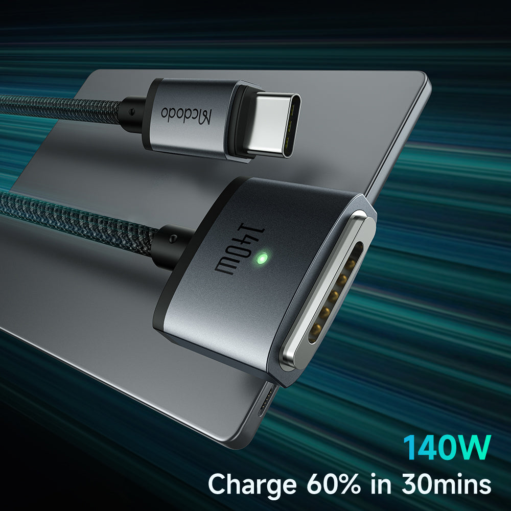 Uniqkart CA-1470 MDD 140W USB-C to Magsafe 3 Magnetic Cable 2m Fast Charging Cable with LED Indicator