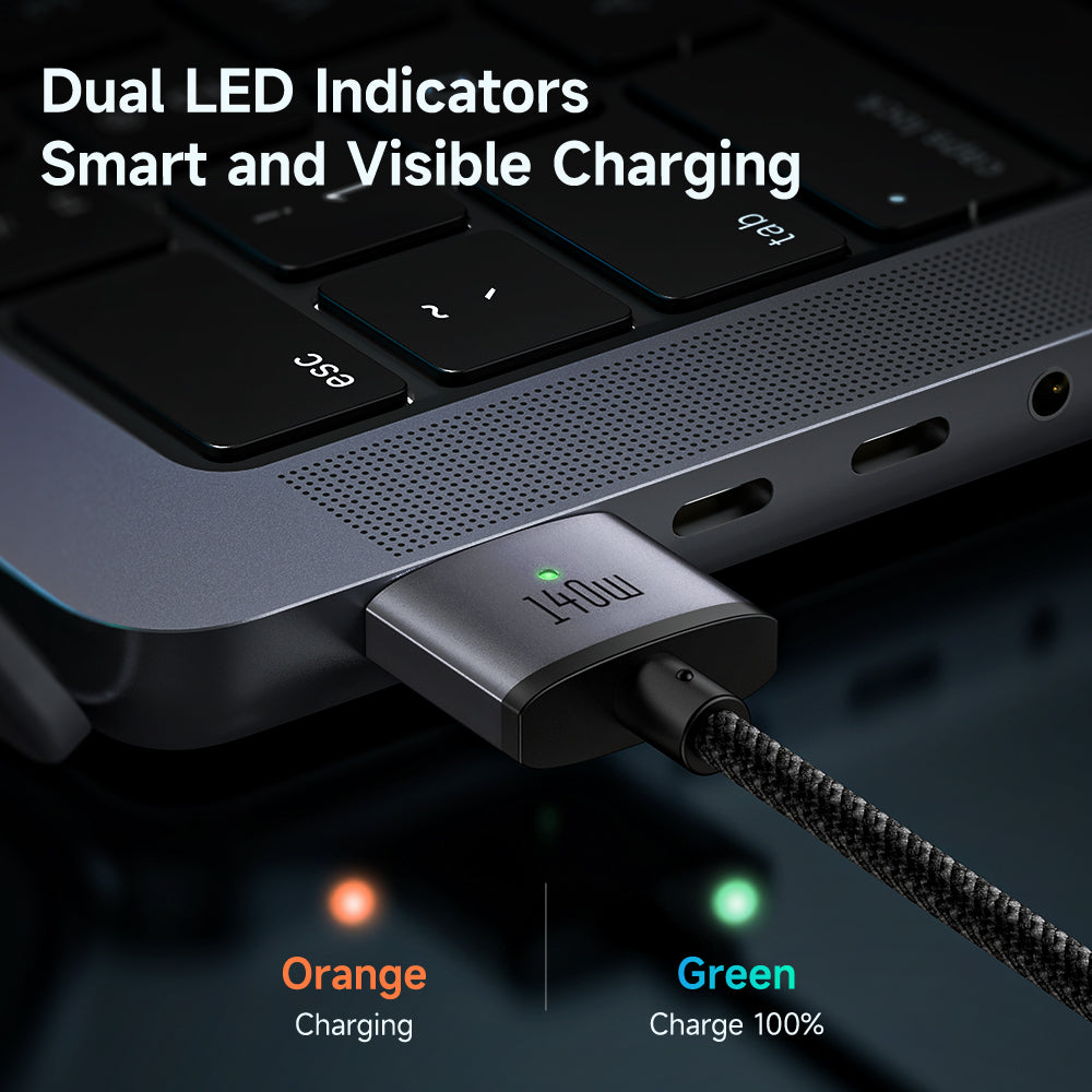 Uniqkart CA-1470 MDD 140W USB-C to Magsafe 3 Magnetic Cable 2m Fast Charging Cable with LED Indicator