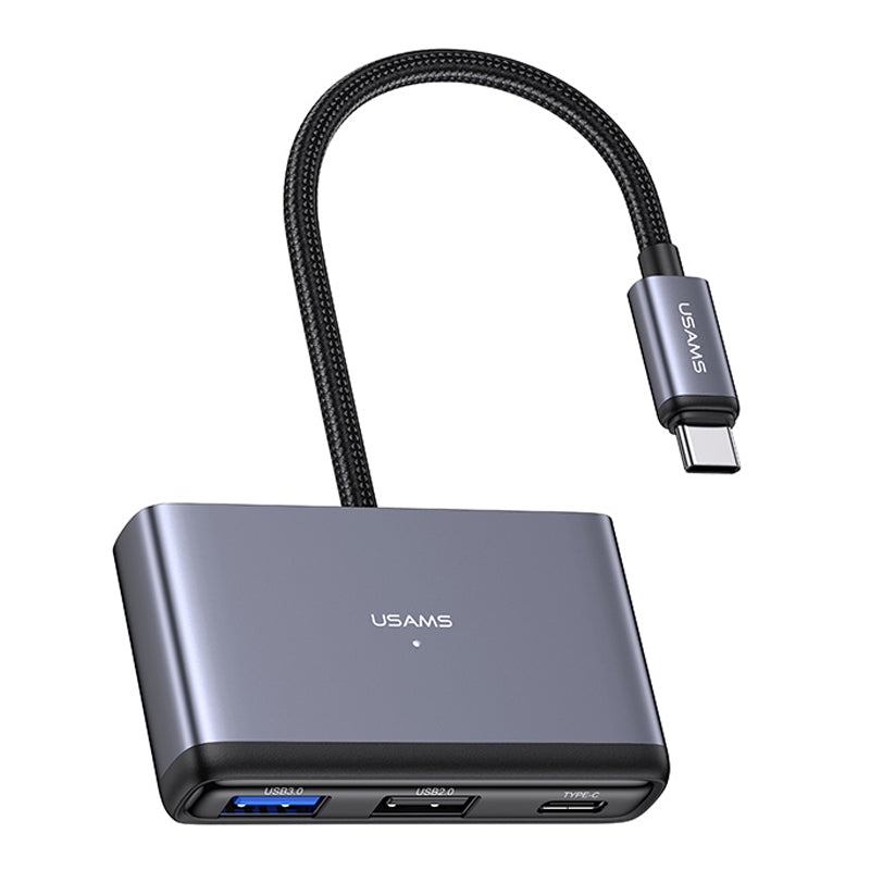 Uniqkart US-SJ628 Type-C to USB3.0 + USB2.0 + PD 60W + TF + SD 5-in-1 Hub Extension Dock - Dark Grey