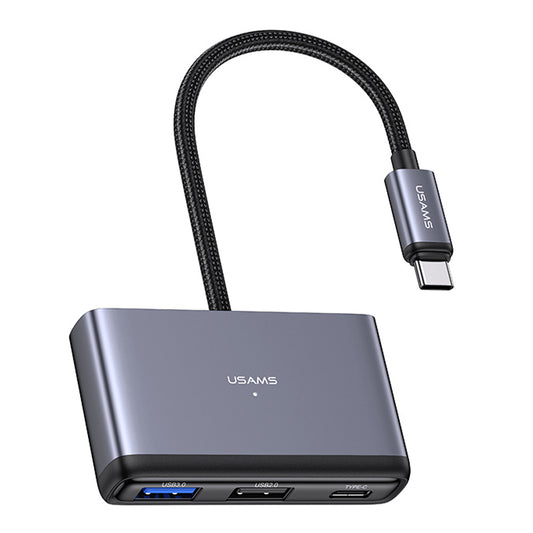 Uniqkart US-SJ628 Type-C to USB3.0 + USB2.0 + PD 60W + TF + SD 5-in-1 Hub Extension Dock - Dark Grey