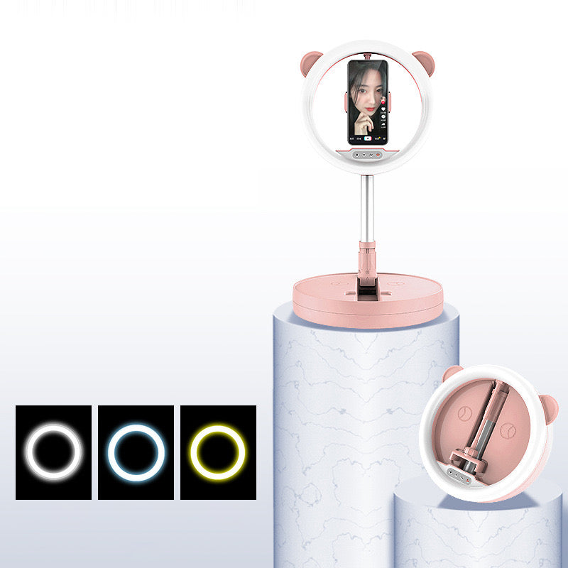 G2 Foldable LED Ring Light Tripod Stand Studio Photo Video Live Broadcast Dimmable Light - Pink