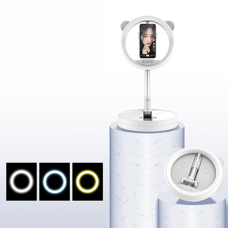 G2 Foldable LED Ring Light Tripod Stand Studio Photo Video Live Broadcast Dimmable Light - White