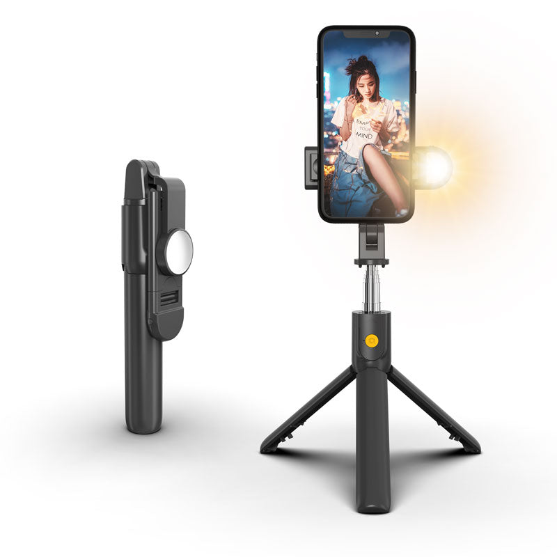 SELFIESHOW K10S Self Timer High End Remote Control Mobile Phone Universal Tripod with Fill Light Function - Black