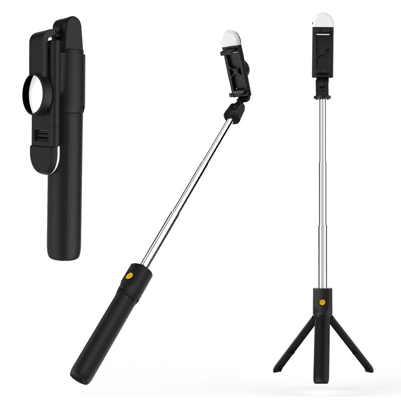 SELFIESHOW K10S Self Timer High End Remote Control Mobile Phone Universal Tripod with Fill Light Function - Black