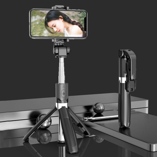 SELFIESHOW L01s Selfie Stick Tripod Extendable Bluetooth Monopod with 360 Degree Rotating Phone Clip and Remote Control - Black
