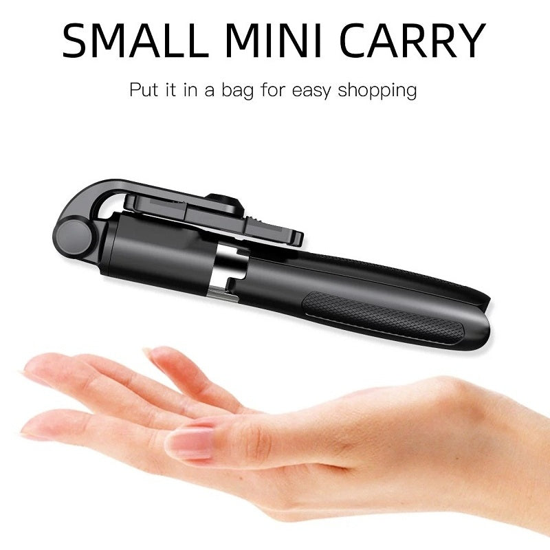 SELFIESHOW L01s Selfie Stick Tripod Extendable Bluetooth Monopod with 360 Degree Rotating Phone Clip and Remote Control - Black