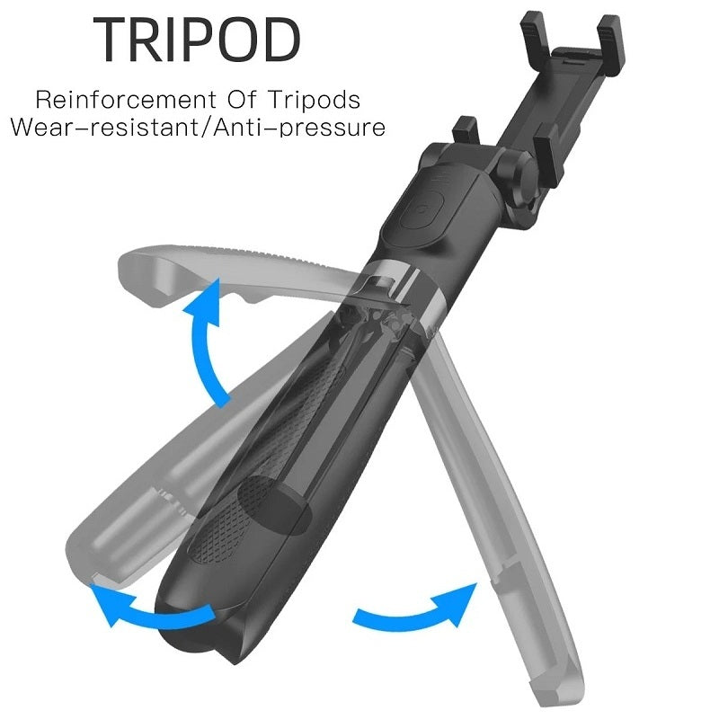 SELFIESHOW L01s Selfie Stick Tripod Extendable Bluetooth Monopod with 360 Degree Rotating Phone Clip and Remote Control - Black