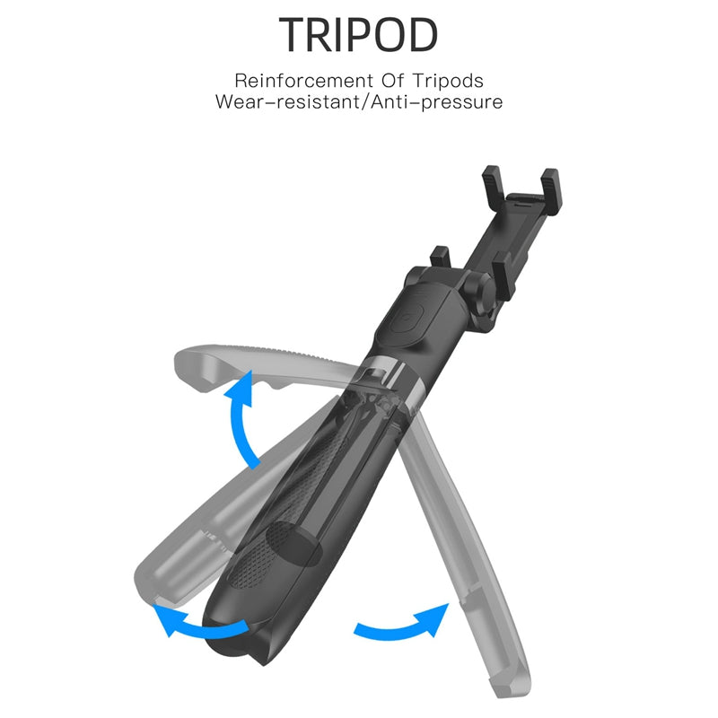 SELFIESHOW L01s Selfie Stick Tripod Extendable Bluetooth Monopod with 360 Degree Rotating Phone Clip and Remote Control - Black