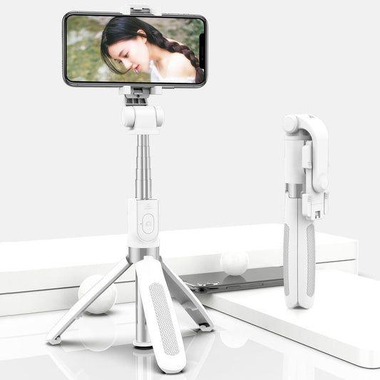 SELFIESHOW L01s Selfie Stick Tripod Extendable Bluetooth Monopod with 360 Degree Rotating Phone Clip and Remote Control - White