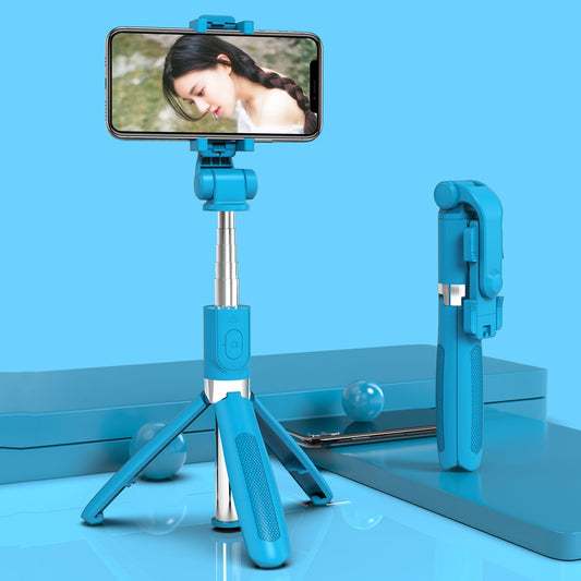 SELFIESHOW L01s Selfie Stick Tripod Extendable Bluetooth Monopod with 360 Degree Rotating Phone Clip and Remote Control - Blue