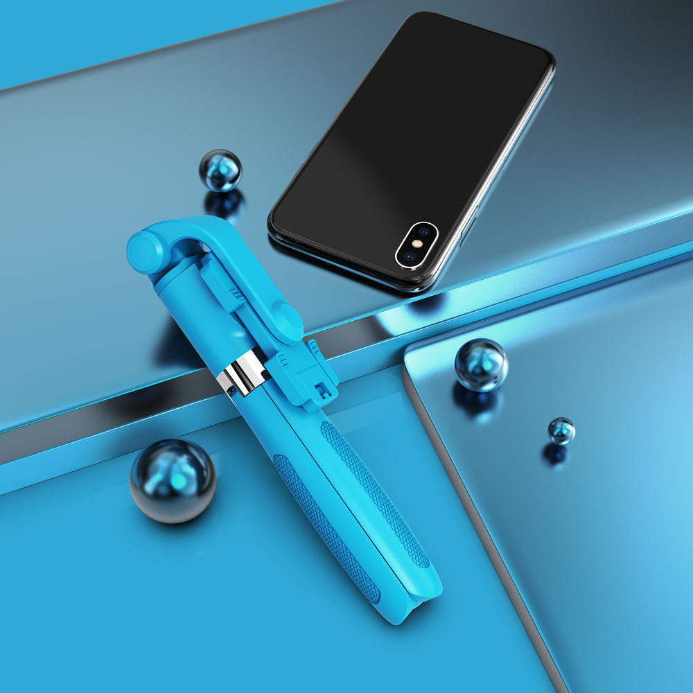 SELFIESHOW L01s Selfie Stick Tripod Extendable Bluetooth Monopod with 360 Degree Rotating Phone Clip and Remote Control - Blue
