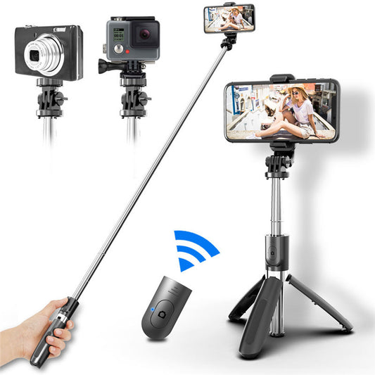 SELFIESHOW L02 Wireless Bluetooth Control Cellphone Selfie Stick 1 Meter Length Tripod Stand - Black