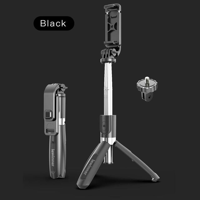 SELFIESHOW L02 Wireless Bluetooth Control Cellphone Selfie Stick 1 Meter Length Tripod Stand - Black