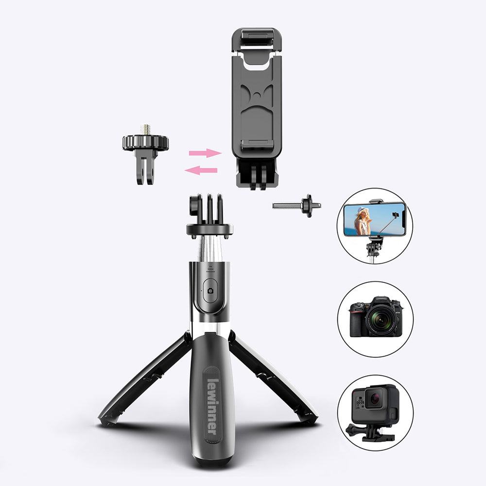SELFIESHOW L02 Wireless Bluetooth Control Cellphone Selfie Stick 1 Meter Length Tripod Stand - Black