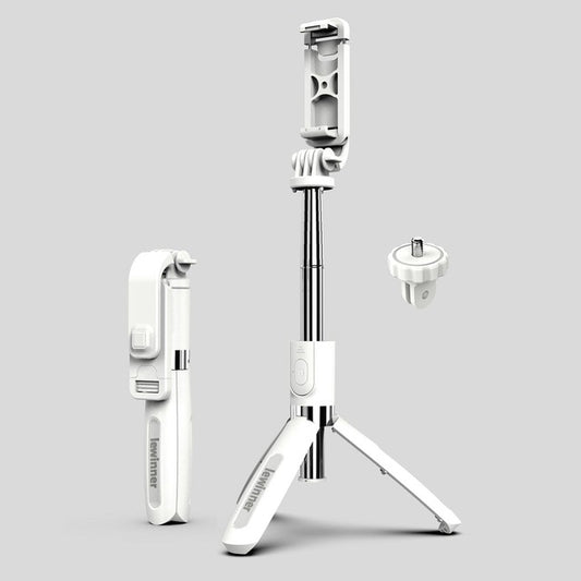 SELFIESHOW L02 Wireless Bluetooth Control Cellphone Selfie Stick 1 Meter Length Tripod Stand - White