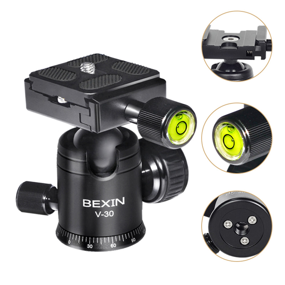 Uniqkart V-30 Portable 360 Degree Rotating Ball Head Panoramic Shooting Camera Tripod Adapter