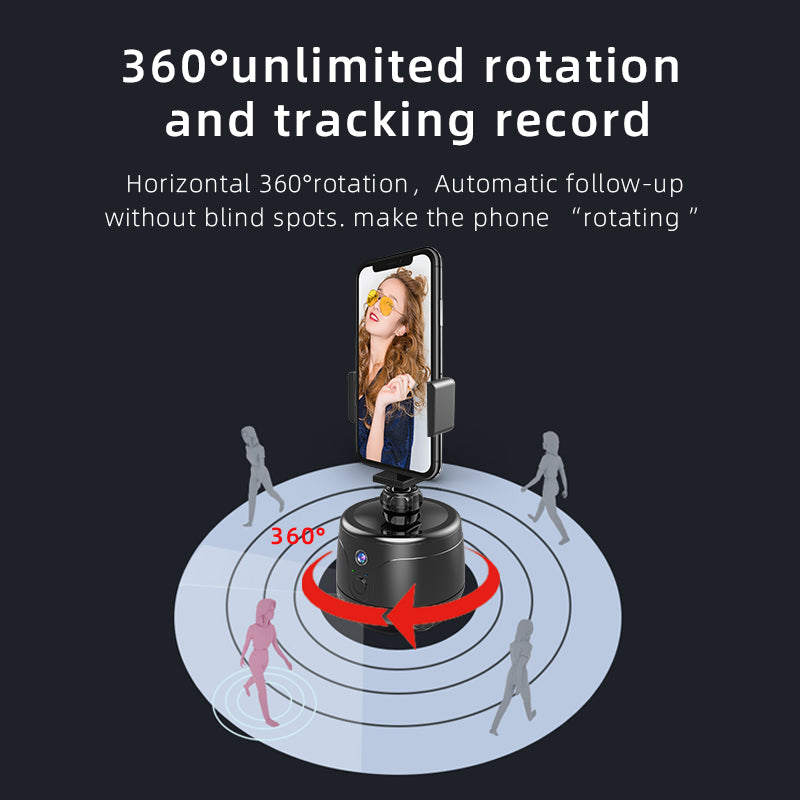 Y8 360 Degrees Rotation Smart AI Gimbal Face Tracking Camera Mobile Phone Holder Stand - Black