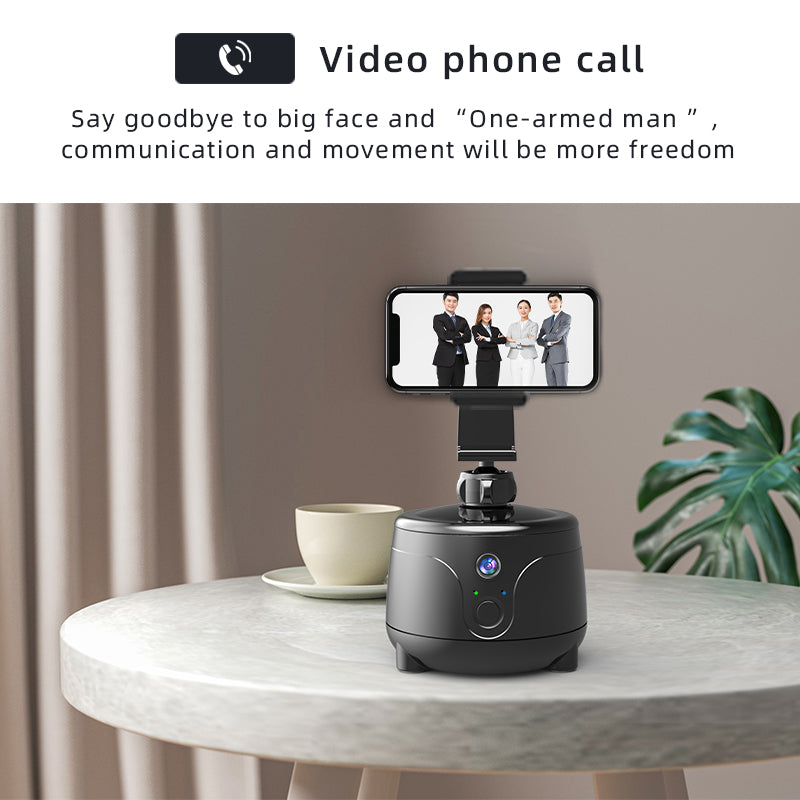 Y8 360 Degrees Rotation Smart AI Gimbal Face Tracking Camera Mobile Phone Holder Stand - Black